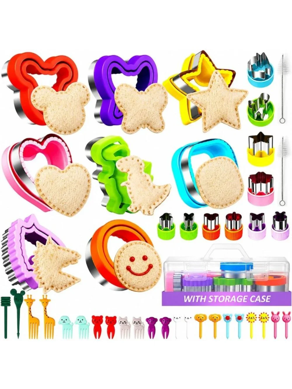 Crustless Sandwich Cutter Set for Kids - 43 Pcs Lunchbox Accessories & Sealer